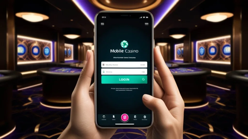 Login in der mobilen Casino-App auf einem Smartphone