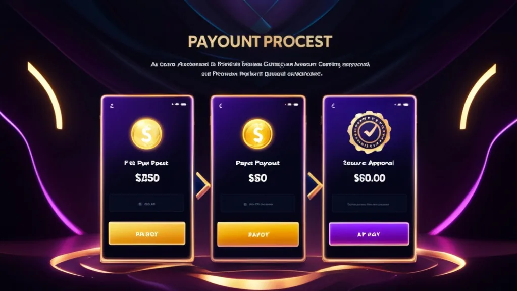 Schritt-für-Schritt-Auszahlung im dunklen Casino-Design